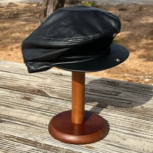 Y2K Faux Leather Cabbie Hat L Structured Newsboy Cap Country Gentleman USA Made